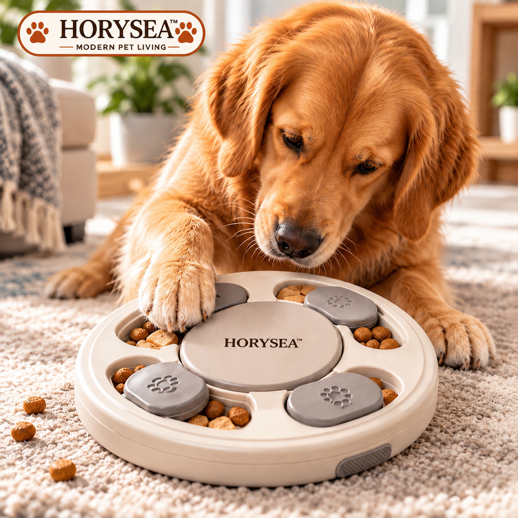 𝐇𝐎𝐑𝐘𝐒𝐄𝐀™ Orbit Interactive Dog Treat Puzzle – Sliding Food Enrichment Toy with Rotating Compartments