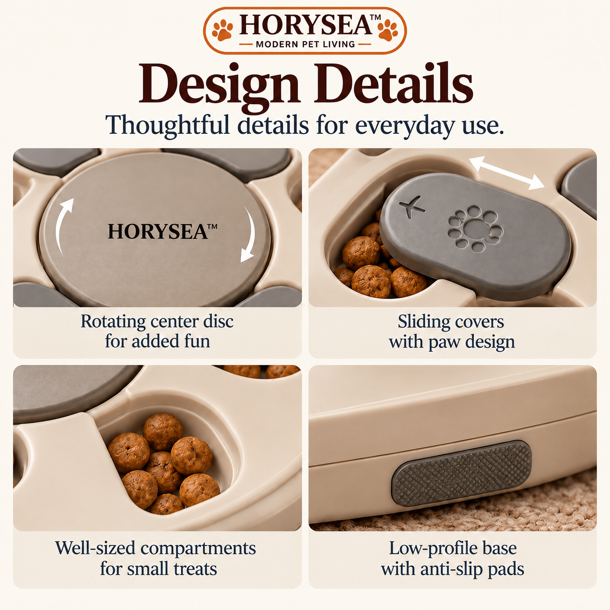𝐇𝐎𝐑𝐘𝐒𝐄𝐀™ Orbit Interactive Dog Treat Puzzle – Sliding Food Enrichment Toy with Rotating Compartments