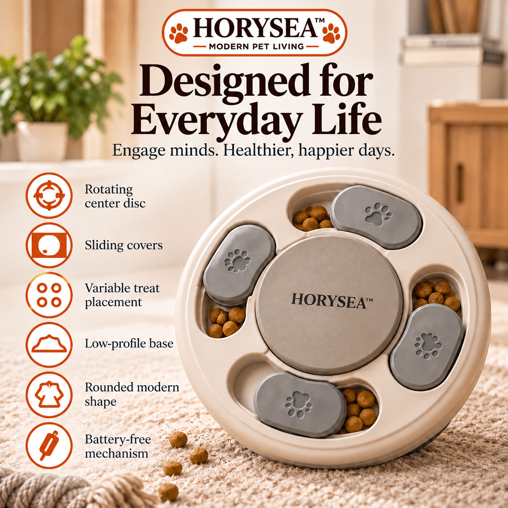 𝐇𝐎𝐑𝐘𝐒𝐄𝐀™ Orbit Interactive Dog Treat Puzzle – Sliding Food Enrichment Toy with Rotating Compartments