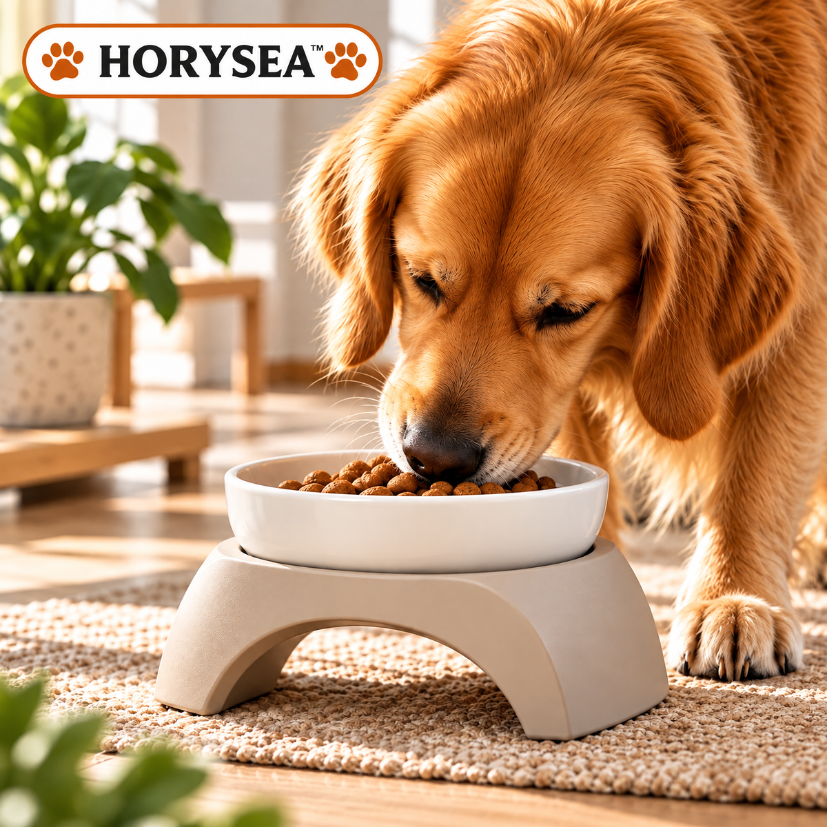 𝐇𝐎𝐑𝐘𝐒𝐄𝐀™ Arc Ceramic Elevated Pet Bowl – Modern Raised Food & Water Dish with Removable Stand for Cats & Small Dogs